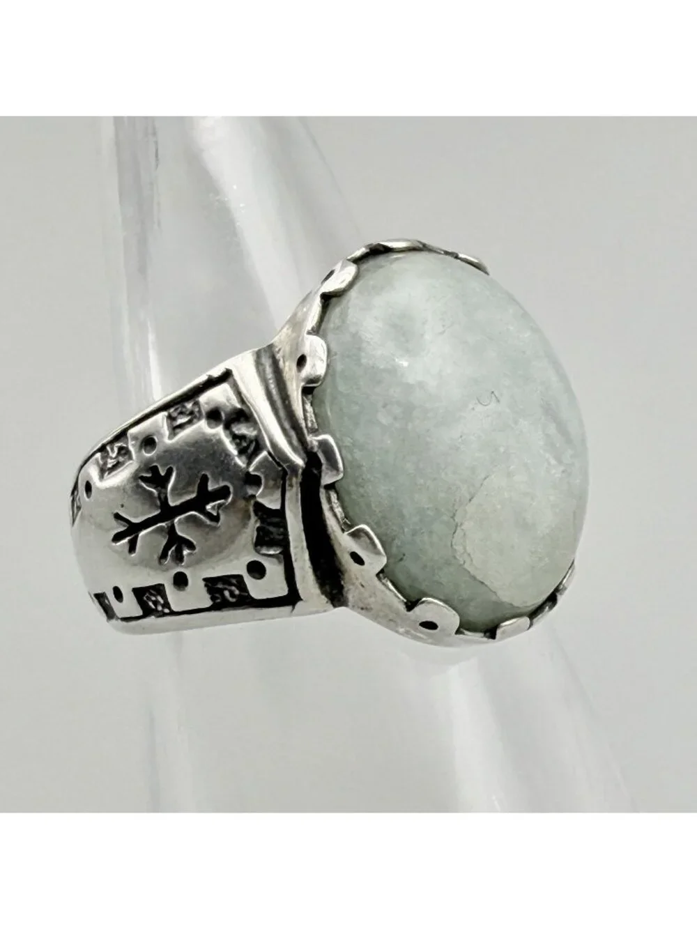 Carolyn Pollack Milky Aquamarine Shield Ring Relios Sterling Silver Size 7